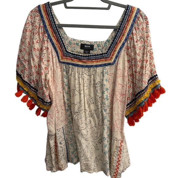 Maeve by Anthropologie Size Medium Paolina Tasseled Blouse - Picture 3 of 6